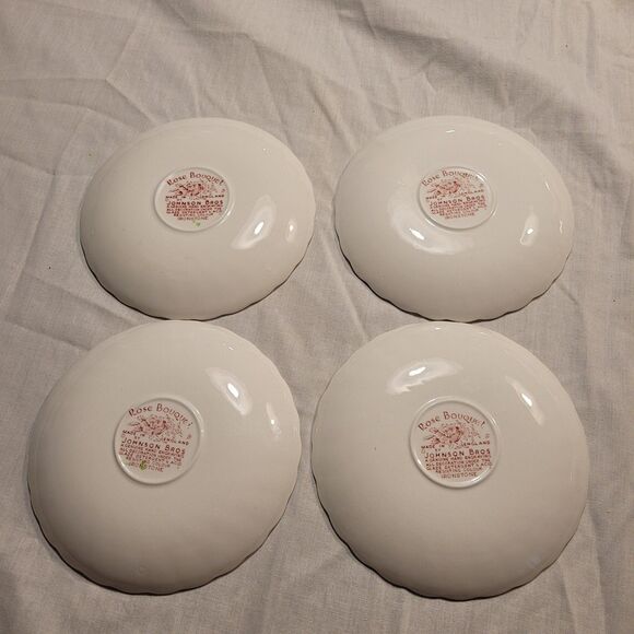 4 Johnson Bros Teacup Saucers 5.75" Rose Bouquet England Ironstone Vintage - Picture 5 of 6